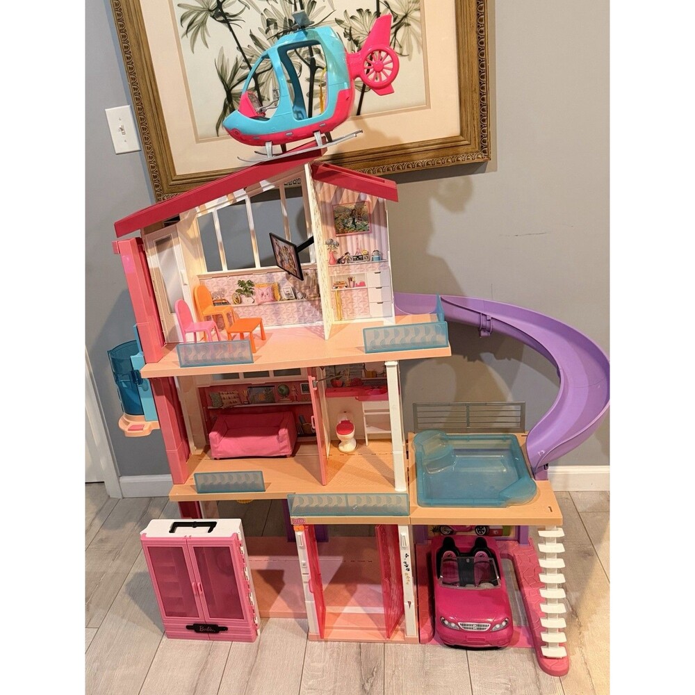 Barbie Dream House-Helicopter, Barbie Car, Furniture, Wardrobe Closet Included